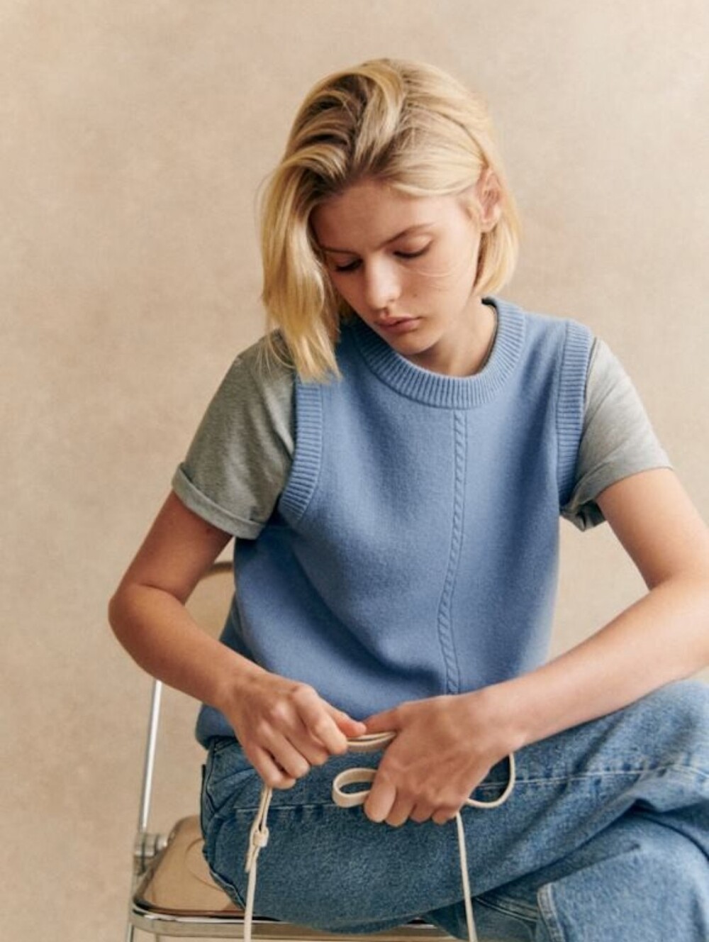 *NWT* [Sezane] Tomi Jumper In Vintage Blue, Size M, 100% Yak Wool